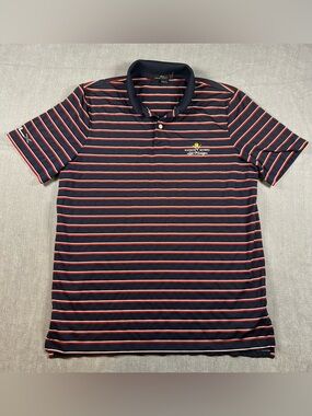 RLX Ralph Lauren Navy Polo with Red & White Stripes